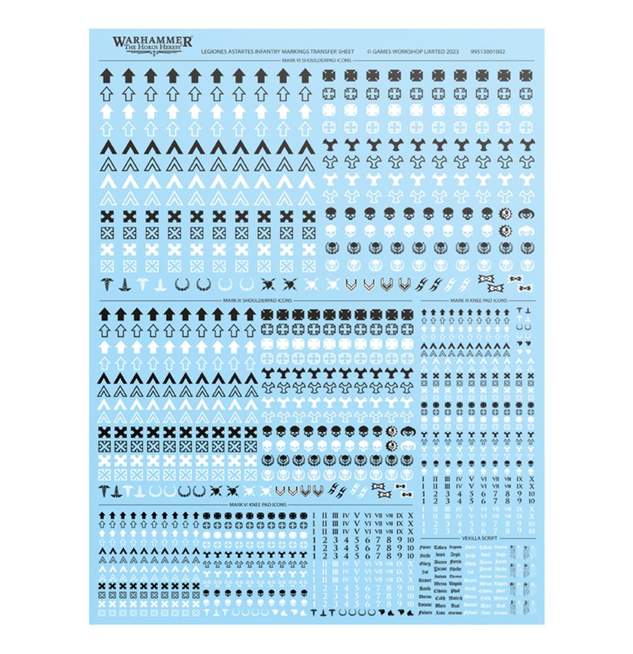 Infantry Markings Transfer Sheet Legiones Astartes Warhammer Horus Heresy