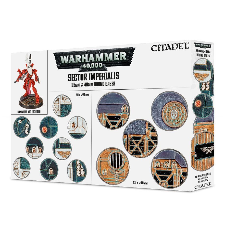 Sector Imperialis 25 & 40Mm Round Bases Warhammer 40K